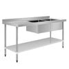 Vogue Double Bowl Sink L/H Drainer - 1800(W) x 900(H) x 700(D)mm