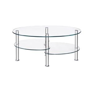 Costway 3-tier Glass Coffee Table W/display Shelf