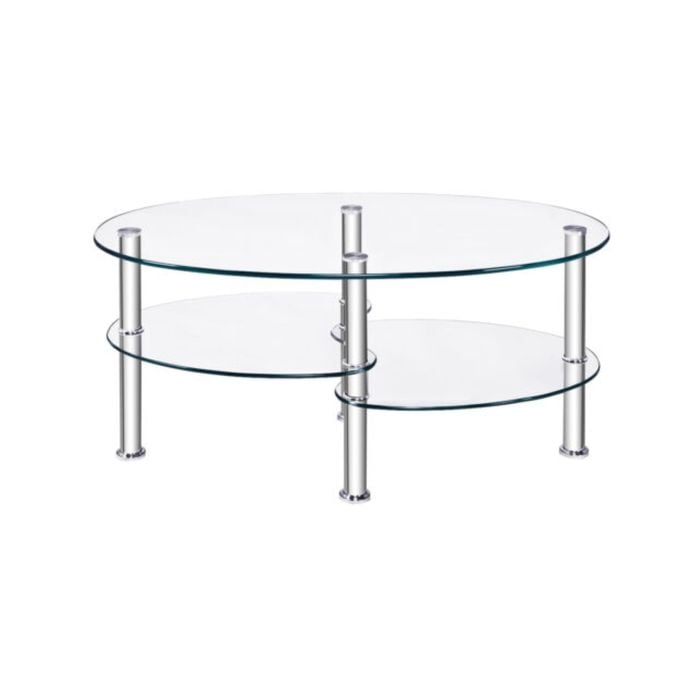Costway 3-tier Glass Coffee Table W/display Shelf