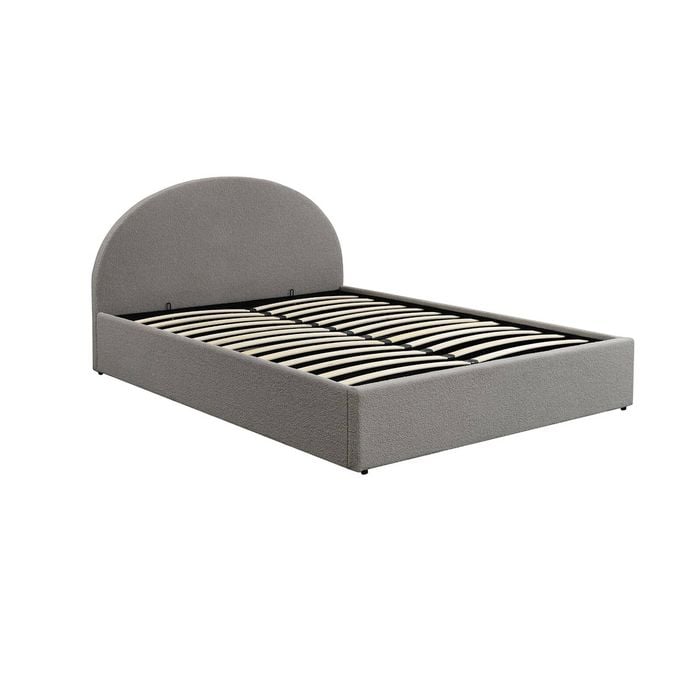 Foret Bed Frame Queen Arched Platform Mattress Base Fabric Gas Lift Storage Wood