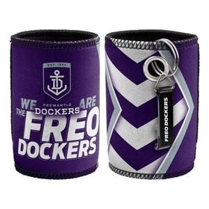 AFL Stubby Can Cooler with Bottle Opener - Fremantle Dockers - Rubber Base