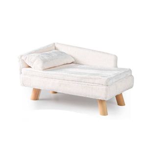 Costway 71cm Dog Cat Sofa Bed Elevated w/Padded Pad & Pillow White