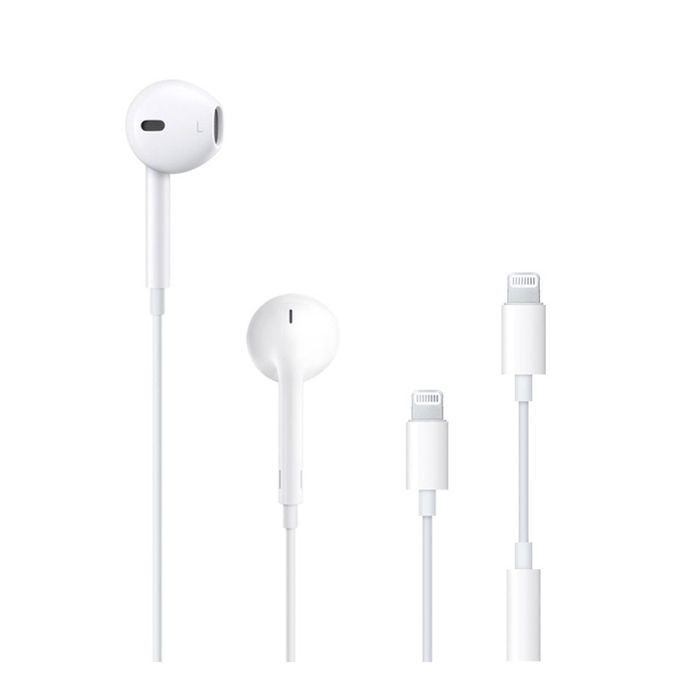 Apple EarPods (Lightning Connector) w/ lightning to 3.5-mm Headphone Jack Adapter [No Retail Box] - New