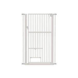 Alopet 143cm Retractable Safety Gate Pet Dog Cat With Walk Through Door White