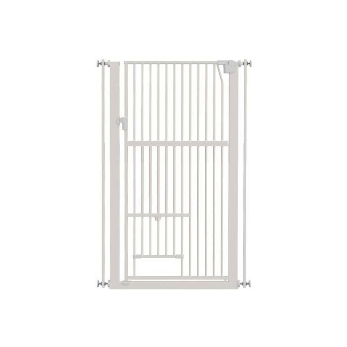 Alopet 143cm Retractable Safety Gate Pet Dog Cat With Walk Through Door White
