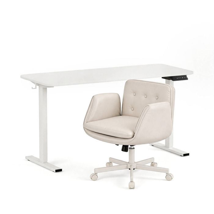 Artiss Criss Cross Chair With Adjustable Armrests And Electric Standing Desk 140cm Set