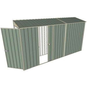 Build-a-Shed 0.8 x 3.7 x 2m Tunnel Hinged Door Shed With Single Sliding Side Door - Green
