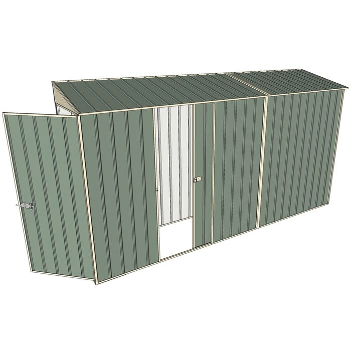 Build-a-Shed 0.8 x 3.7 x 2m Tunnel Hinged Door Shed With Single Sliding Side Door - Green