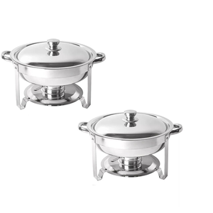 Provecta 2 Pack Buffet Chafing Dishes 5L Round Stainless Steel Food Warmers