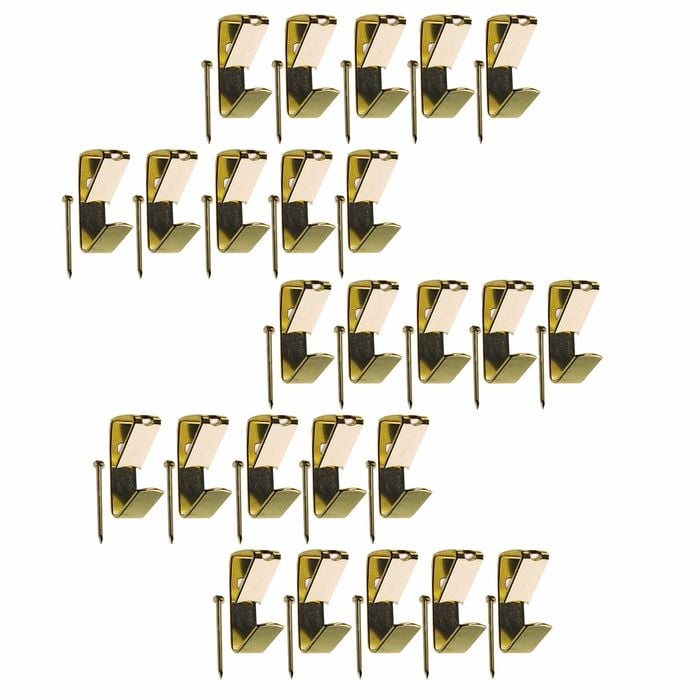Everhang 8kg Brass Plated Picture Hooks - 25 Pack