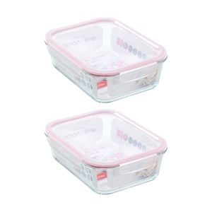 2PK Lemon and Lime Yorkshire Glass Rectangle Clip Seal Container 2.7L Food Safe