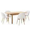 Oikiture 5pcs Extendable Dining Table and Chairs Natural&White