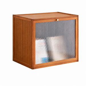 FORET Stackable Storage Cabinet With Fluted Door Modular Shoe Box Amber Brown
