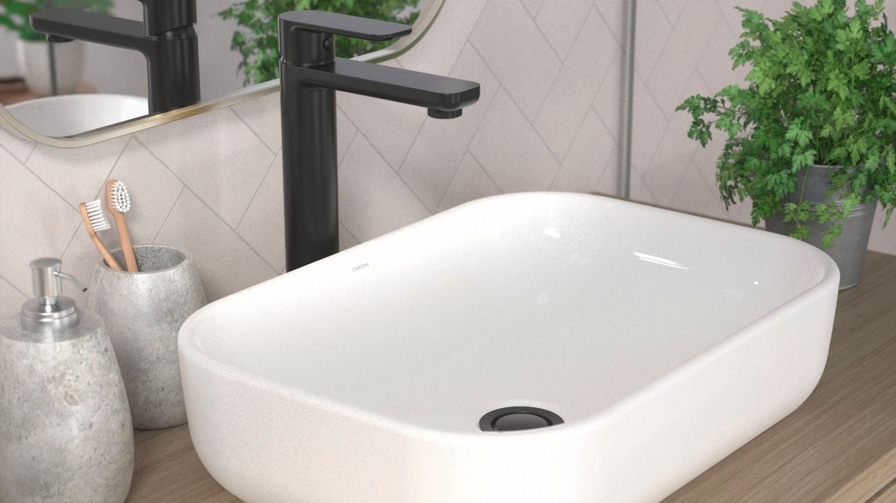 Caroma branded basin in shot