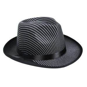 1920s Gangster Pinstripe Trilby Fedora Party Costume Hat in Black