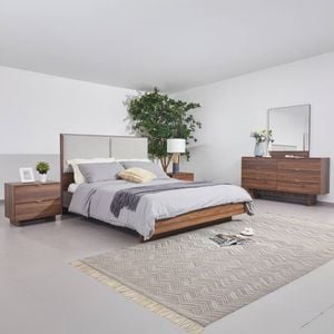 4 Pcs Queen Bedroom Suite with Dresser in Fabric