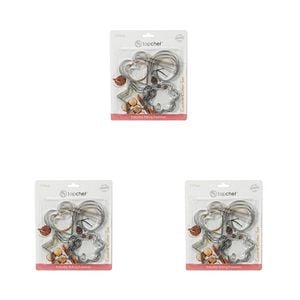3x 12pc Topchef Stainless Steel Cookie Cutter Baking Set Silver Assorted