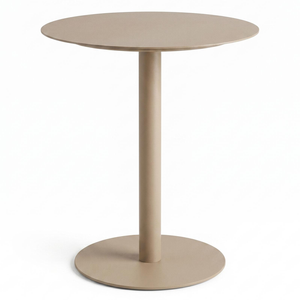 Nordhavn Beige Metal Round Side Table | Patio Poolside Outdoor Indoor Café Areas