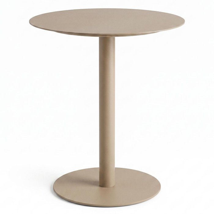 Nordhavn Beige Metal Round Side Table | Patio Poolside Outdoor Indoor Café Areas