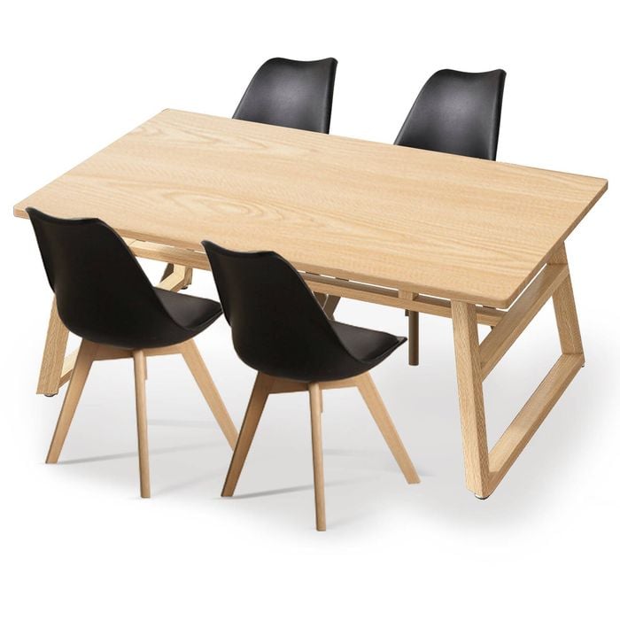 Foret 5pcs Dining Table Set 1 Dining Table And 4 Chairs Cafe? Wood Kitchen Black