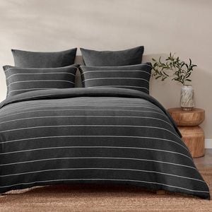 Dreamaker Jersey Luxe 100% Cotton Reversible Quilt Cover Set Charcoal Single Bed