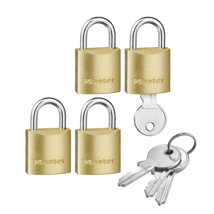Master Lock 20mm Brass Keyed Padlock - 4 Pack
