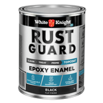 White Knight 1L Black Flat Rust Guard Epoxy Enamel Paint
