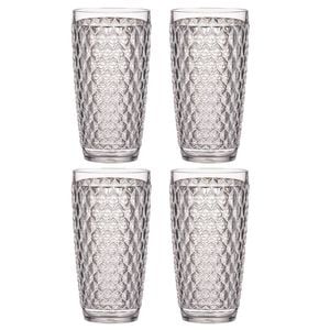4PK Ladelle Tate Geometric 450ml Highball Acrylic Tumbler Drinking Cup - Clear
