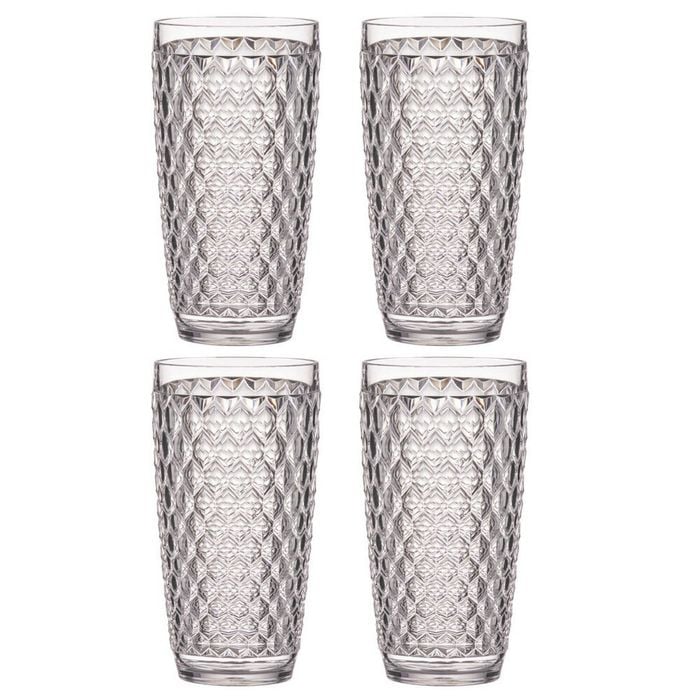 4PK Ladelle Tate Geometric 450ml Highball Acrylic Tumbler Drinking Cup - Clear