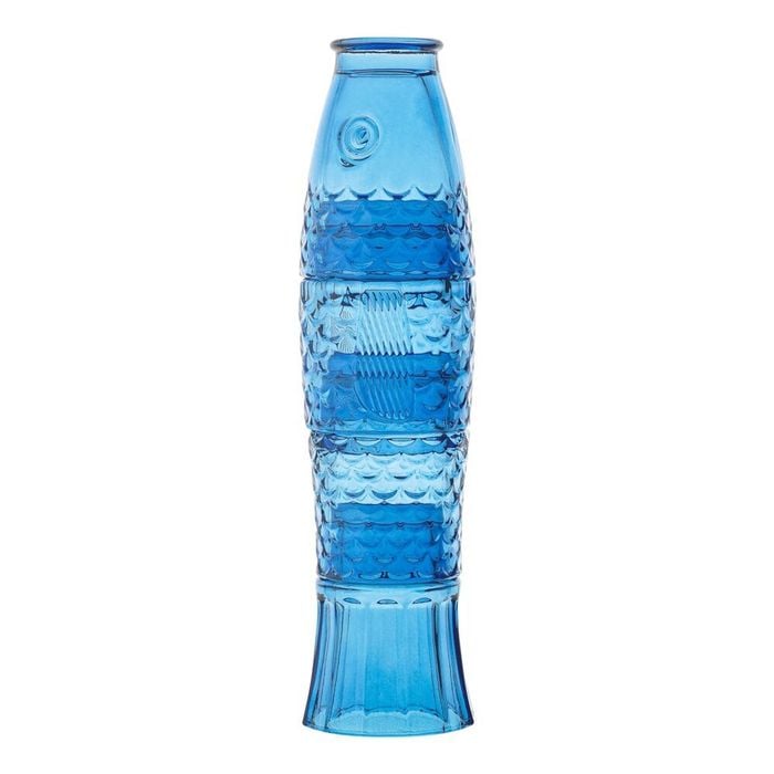 4pc Porto Mare Fish-Shaped Soda Lime Glass Tumblers Cups 210ml Blue