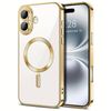 For Apple iPhone 17 MagSafe Magnetic Case with HaloLock Shockproof Protective Electroplating Clear Cover (Gold)