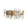 Oikiture  7PCS Dining Sets 160cm Extendable Dining Table with Dining Chairs PU Leather White