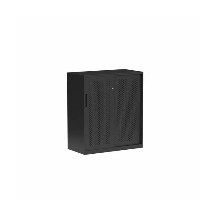 Olg Tempo Sliding Door Credenza Narrow Black W900mm X D450mm X H1020mm