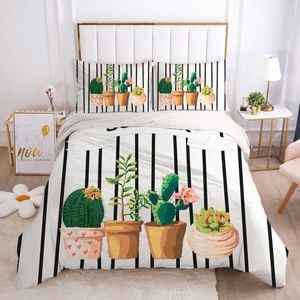 3D Cactus Succulent 367 Bed Pillowcases Quilt Queen Size