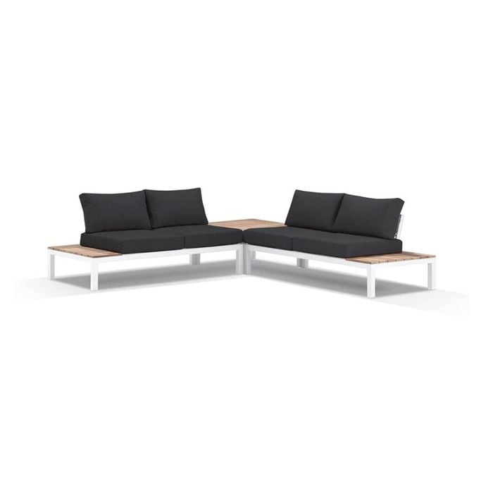 Bay Gallery Furnitire Nova Package B Corner Lounge White & Denim Grey Cushions