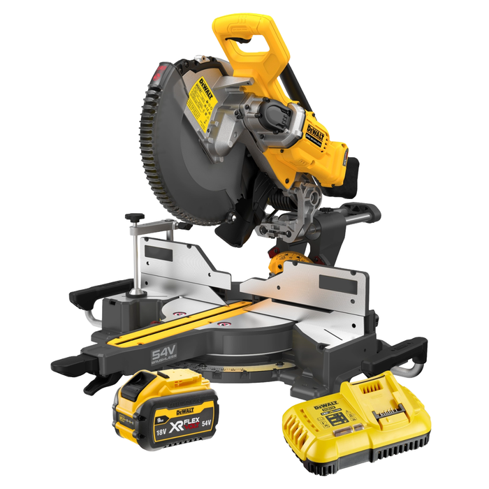 DeWALT 54V 9.0Ah XR 305mm Flexvolt Sliding Mitre Saw Kit DCS781X1-XE