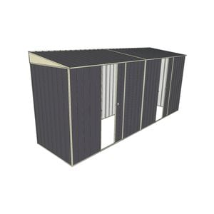 Build-A-Shed 1.2 x 4.5 x 2.0m Skillion Dual Single Sliding Side Doors Shed - Grey
