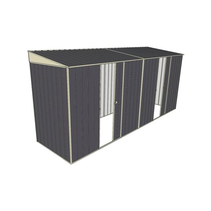 Build-A-Shed 1.2 x 4.5 x 2.0m Skillion Dual Single Sliding Side Doors Shed - Grey