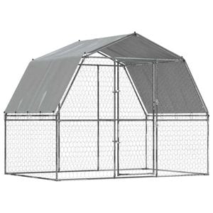 vidaXL Dog Cage with Roof and Door Dog Kennel Playpen Silver Galvanised Steel