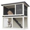 Advwin Rabbit Hutch Chicken Coop 2 Storey W/ramp Grey