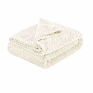Soft Diamond Fleece Extra Large Throw / Single Sized Blanket Ivory