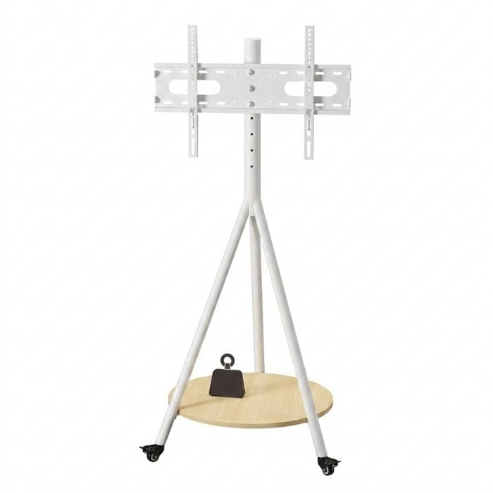 P&p Black Walnut Tripod Tv Stand Floor Mount Adjustable Shelf Modern Style