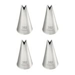 4PK Mondo Stainless Steel #352 Leaf Piping Tip - Silver