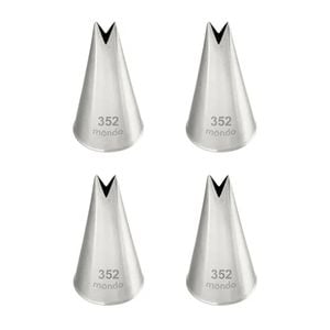 4PK Mondo Stainless Steel #352 Leaf Piping Tip - Silver