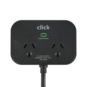Click Fast Charging 2 Outlet White Powerboard with USB A & C Ports