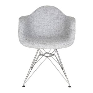Sk Designer Living | Replica Eames Dar Eiffel Chair | Fabric & Chrome - Textured Light Grey