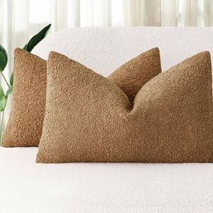 Gioia Casa Twin-pack Bouclé Cushion Covers - Soft Textured Polyester With Hidden Zipper (caramel, 30cm X 50cm)