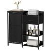 Ufurniture 60L Laundry Hamper Dirty Clothes Basket Organizer Laundry Sorter with Shelves and Drawer for Bathroom Black