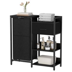 Ufurniture 60L Laundry Hamper Dirty Clothes Basket Organizer Laundry Sorter with Shelves and Drawer for Bathroom Black