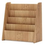 Costway 4-Tier Kids Bookcase Magazine Display Rack Bookshelf Natural